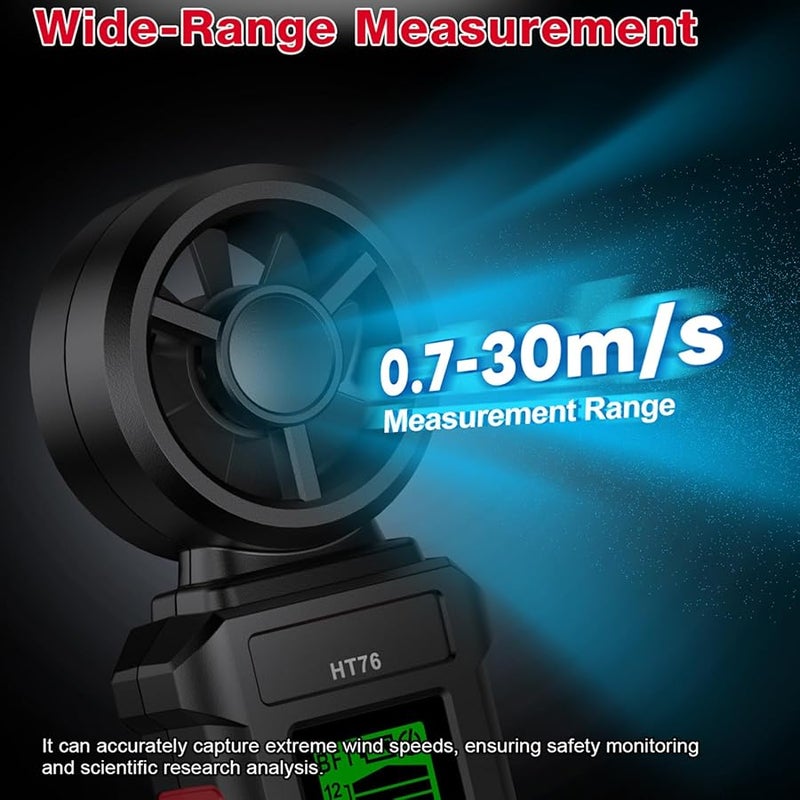 Handheld Anemometer Portable Wind Speed Air Flow Meter LCD Display - Image 3